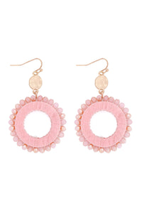 Thumbnail for Riah Fashion - Glass Beaded Wood Hoop Drop Earrings - 4 COLORS