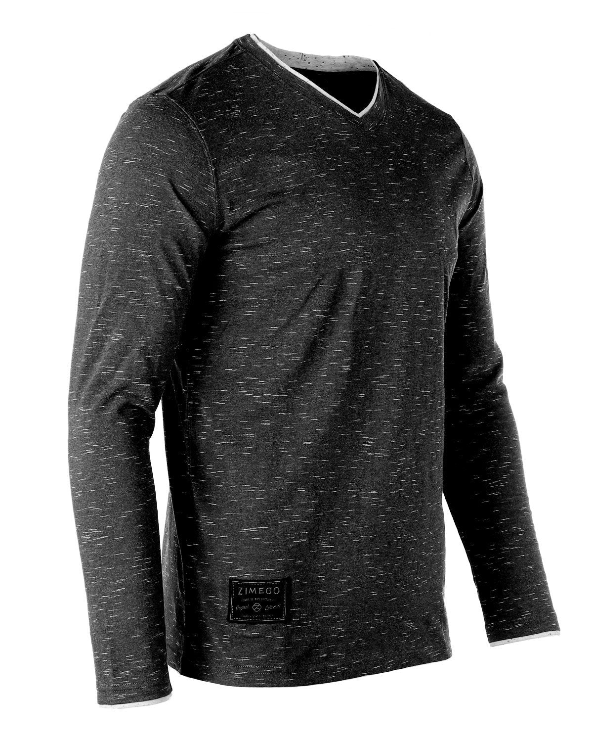 Mens Basic Fashion Layered Cuff V-Neck Slim Athletic Long Sleeve T-Shirt - 1 COLOR