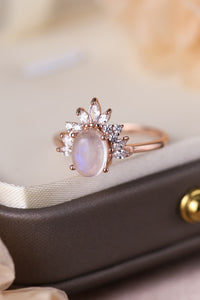 Thumbnail for Natural Moonstone 18K Rose Gold-Plated 925 Sterling Silver Ring - T - SIZES 6 THRU 9 -