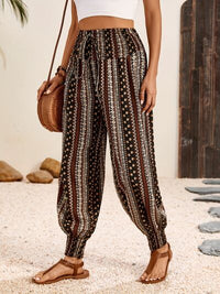 Thumbnail for Tied Printed High Waist Pants - T - 2 COLORS -