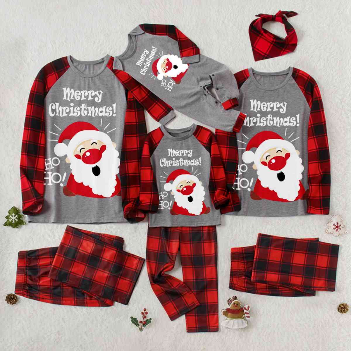 MERRY CHRISTMAS Graphic Top and Plaid Pants Set - T - SOLD BY SIZE / 2 PCS. - 4 SIZES -