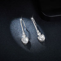 Thumbnail for 5.44 Carat 925 Sterling Silver Moissanite Heart Drop Earrings