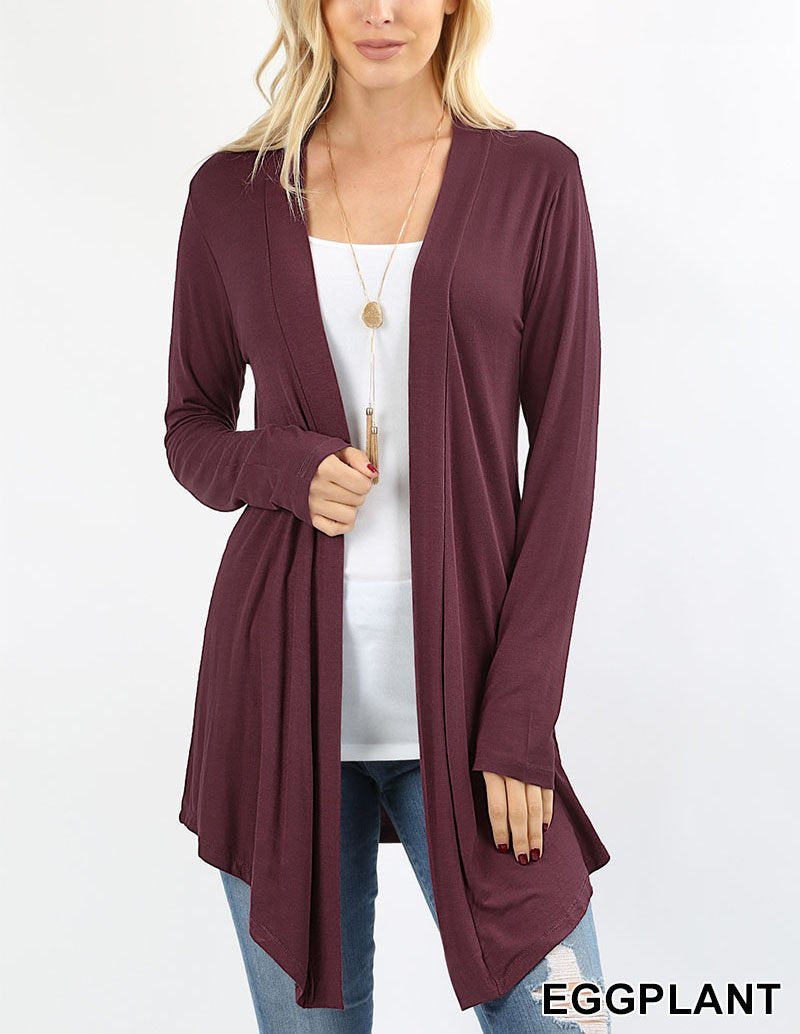 Riah Fashion -  - Drapey Open Front Cardigan - 15 COLORS -