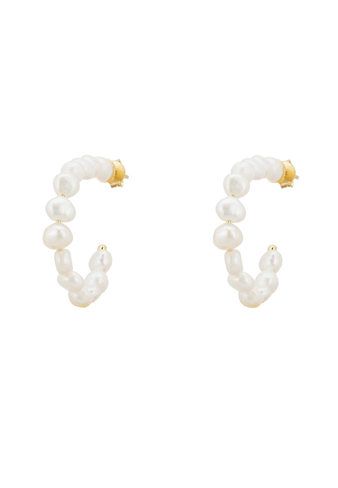 LATELITA - Pearl Beaded Hoop Earrings Gold -