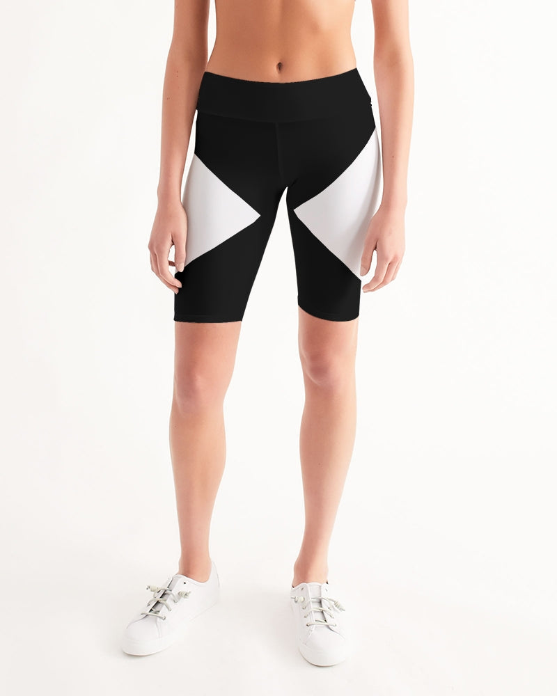 Chaluisant - Graphic Chess Black & White Women's Mid-Rise Bike Shorts -