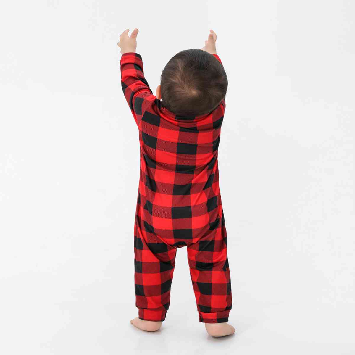 BABY Plaid Collared Neck Long Sleeve Jumpsuit - T -