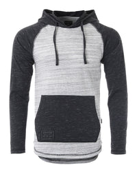 Thumbnail for Long Sleeve Raglan Henley Round Bottom Hood T-Shirts - GREY / BLACK - 1 COLOR