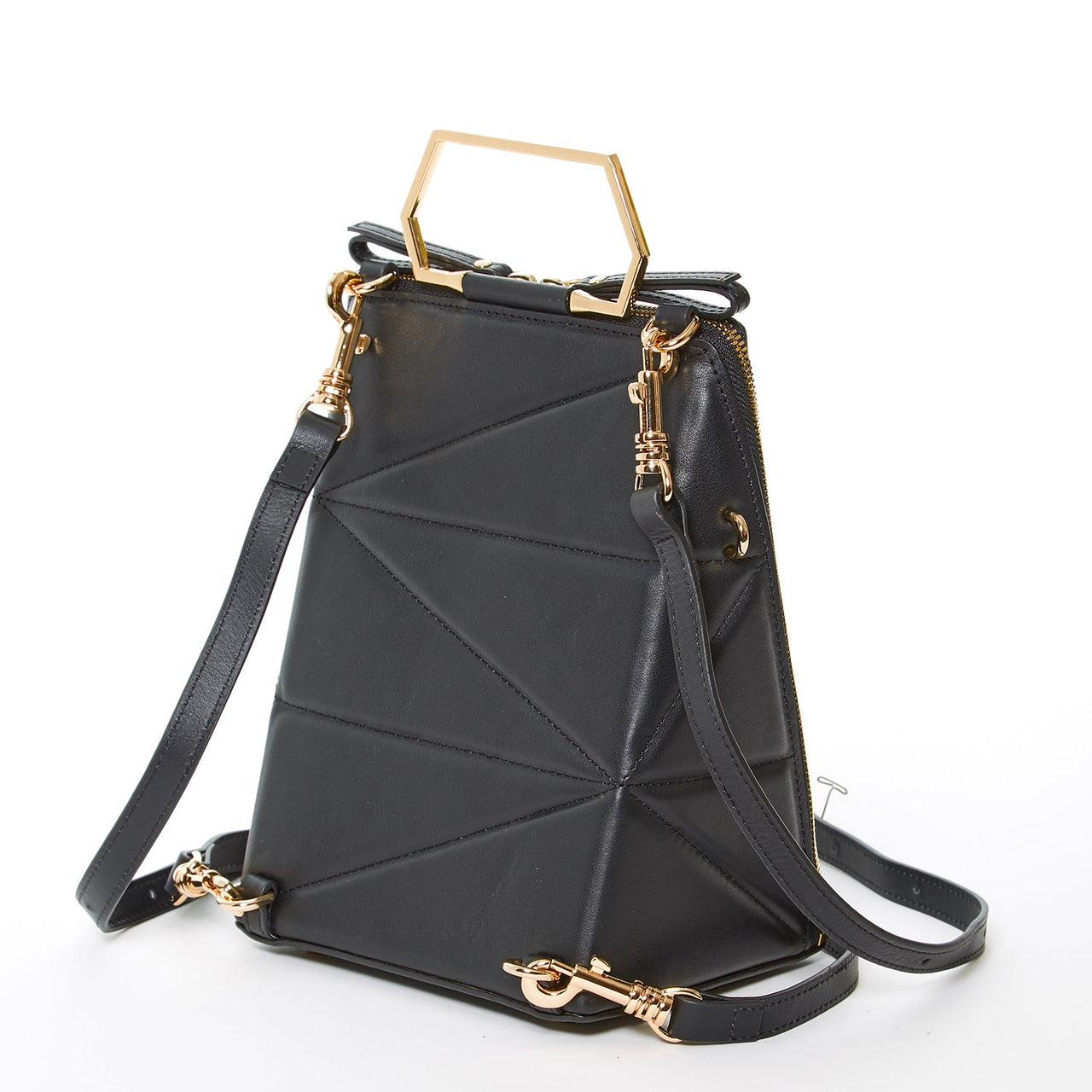 Heidi Black Leather Backpack Purse -