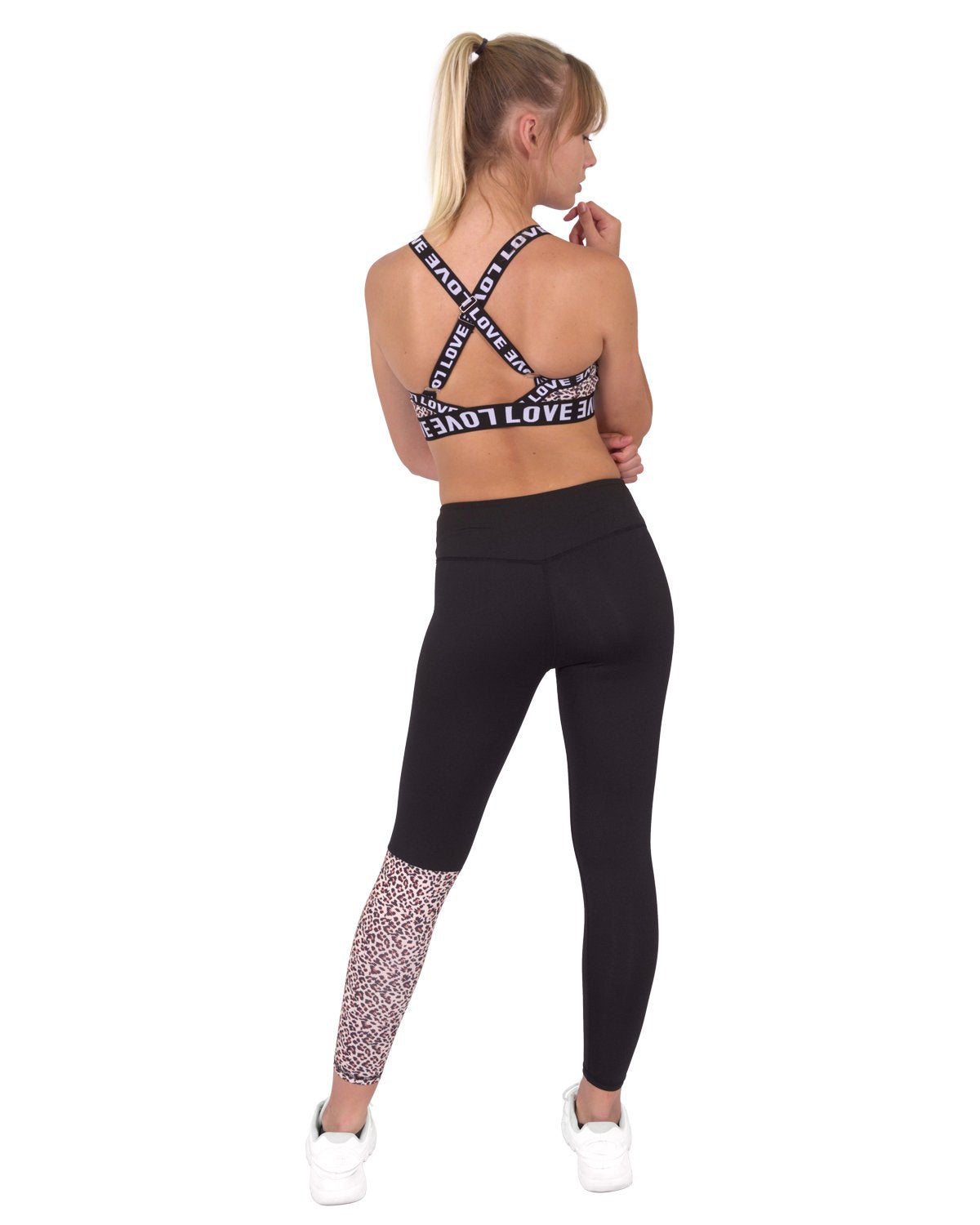 Savoy - Jordena Leggings & Sports Bra Set - Black & Leopard Print - 2 PCS. - S,M,L - 1 COLOR