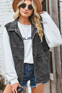 Thumbnail for Sleeveless Denim Top with A Detachable Hood - T - 2 DENIMS -