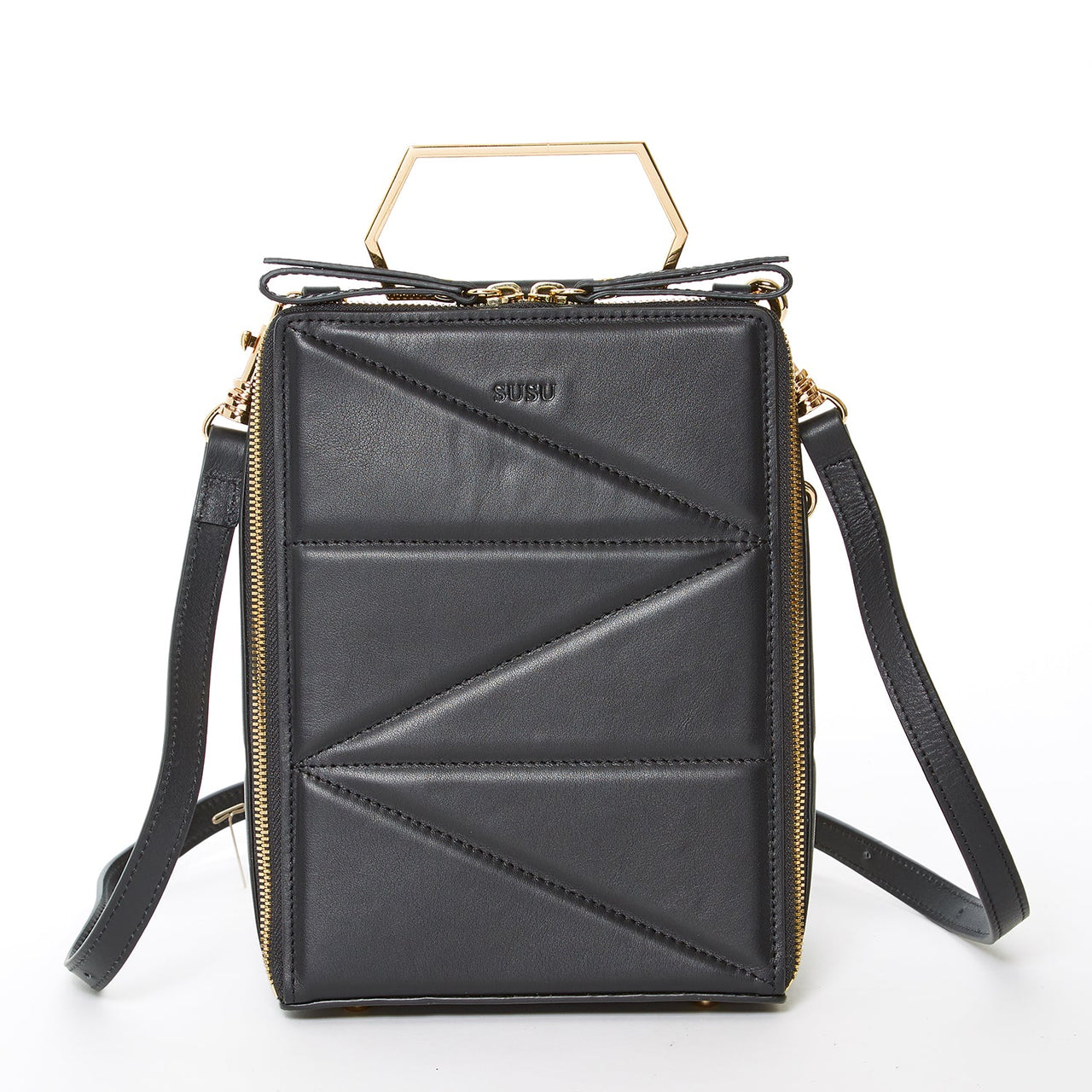 Heidi Black Leather Backpack Purse -