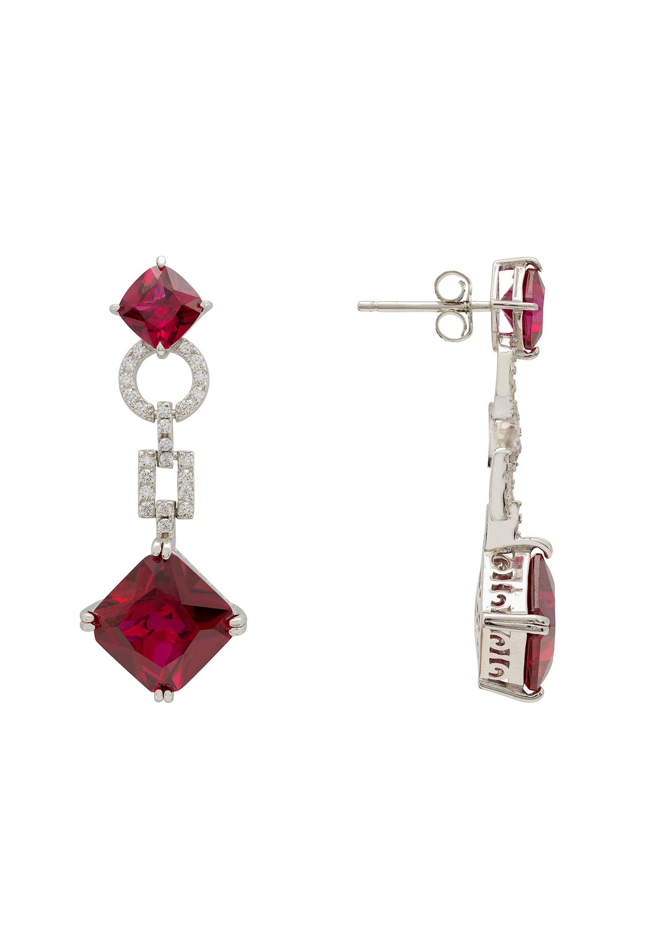 LATELITA - Noor Ruby Drop Earrings Silver -