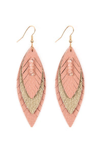 Thumbnail for Three Layer Fringe Leather Marquise Earrings - 14 COLORS -