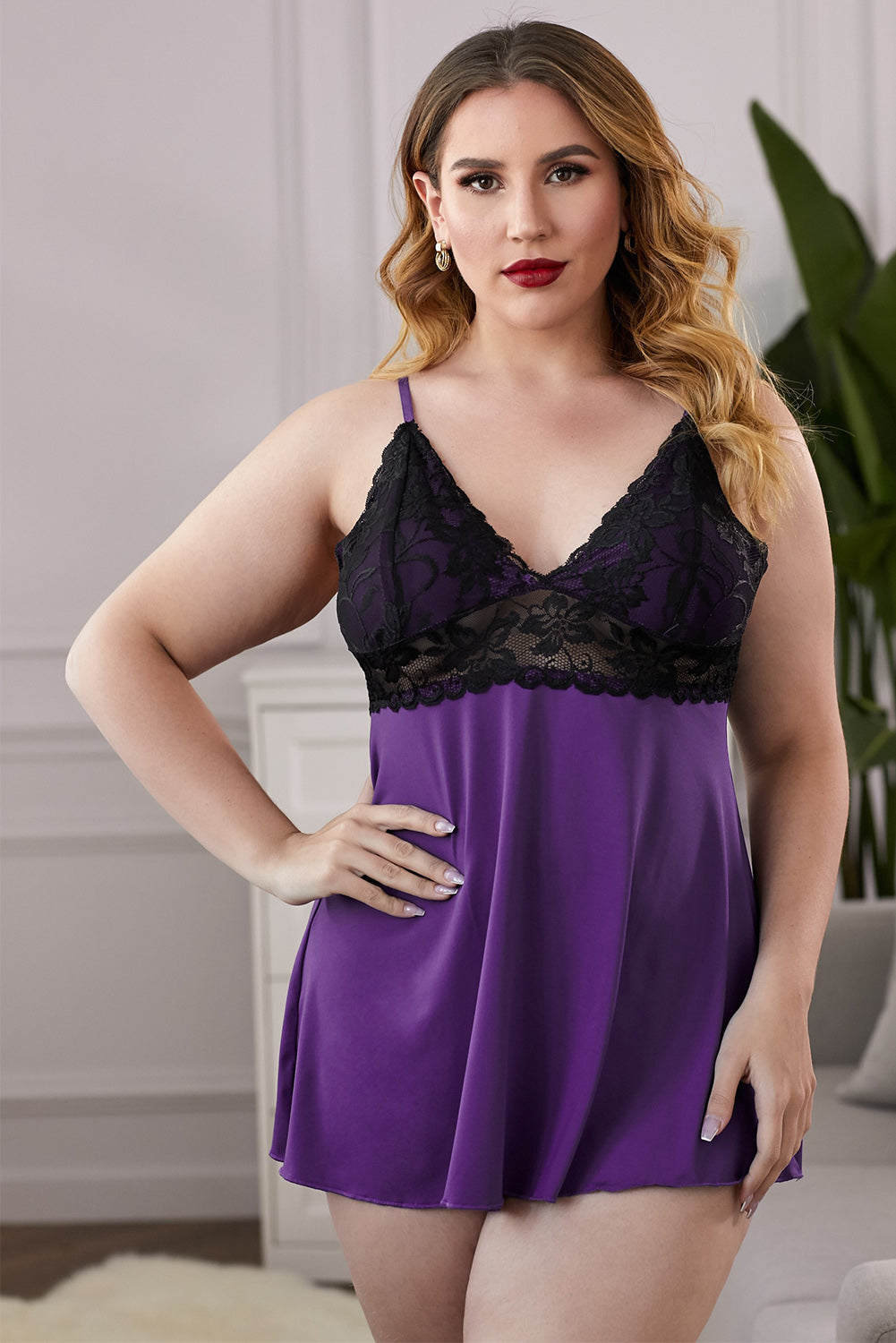 Lace See-Through Plus Size Chemise - SIZES 1X THRU 5X - 1 PC. - T - 1 COLOR -