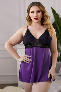 Thumbnail for Lace See-Through Plus Size Chemise - SIZES 1X THRU 5X - 1 PC. - T - 1 COLOR -