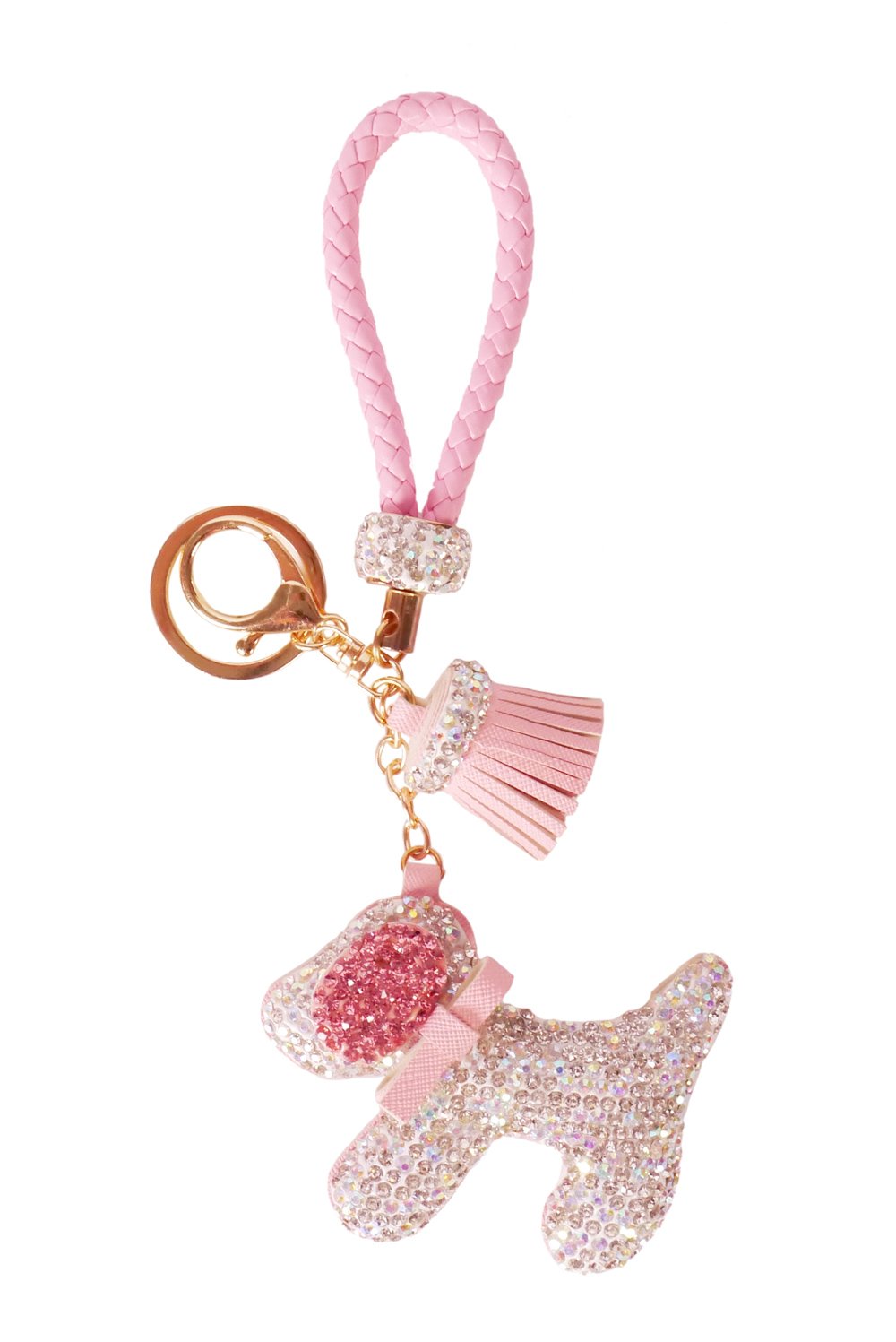 Diamond Charm Dog - Gold/Pink -