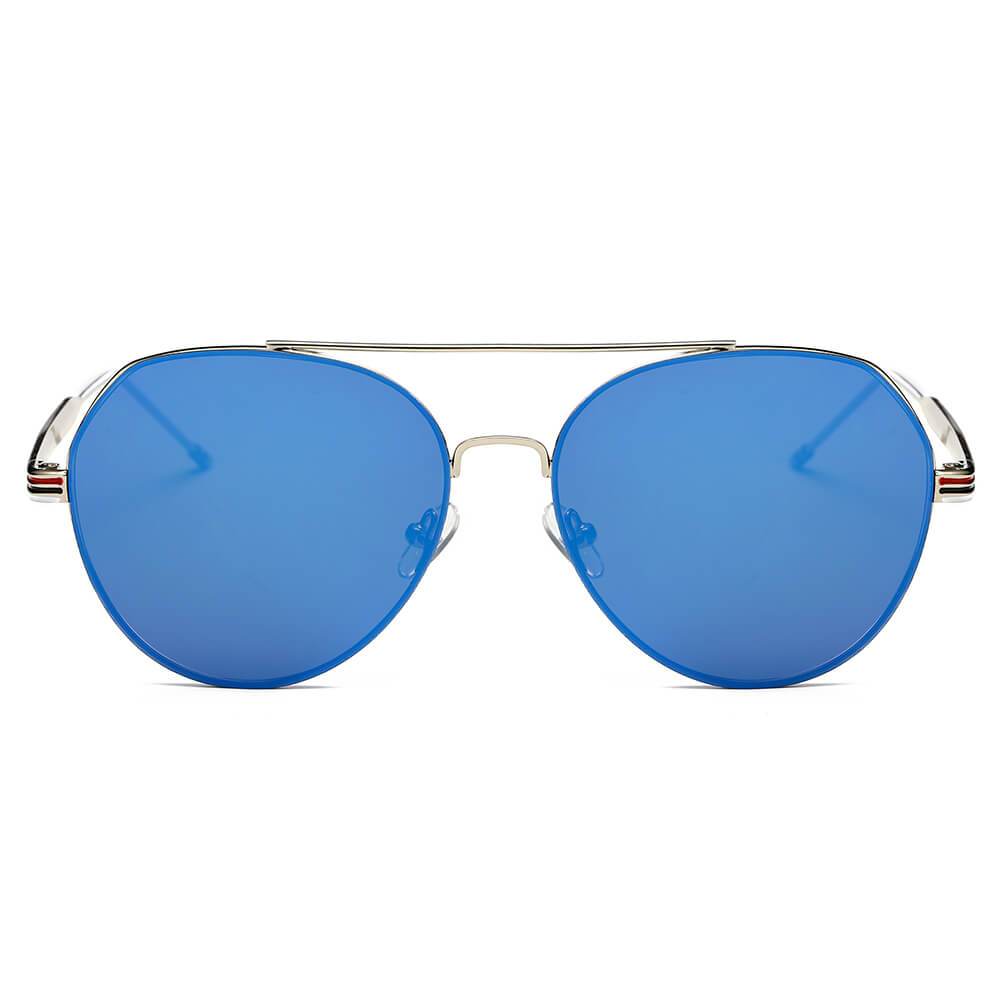 Erie | S2006 - Modern Teardrop Aviator Flat Mirrored Flat Lens Sunglasses - 4 COLORS -