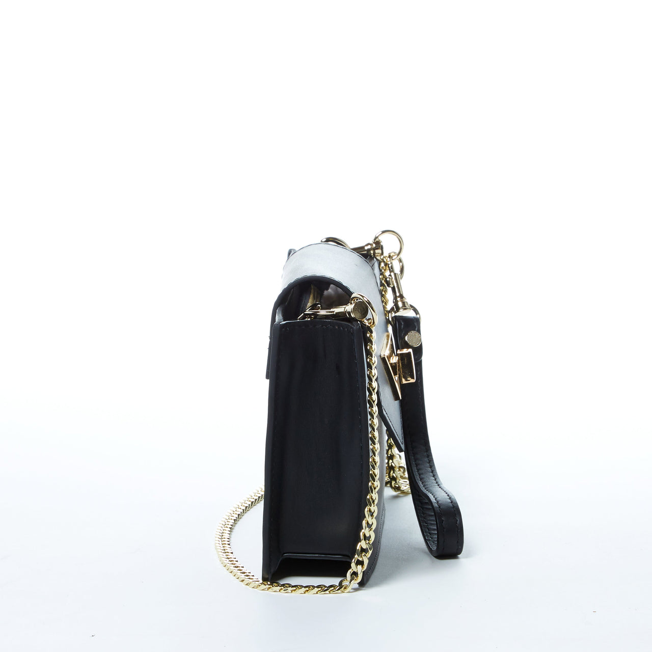 Mary Black Small Crossbody Leather Wristlet -