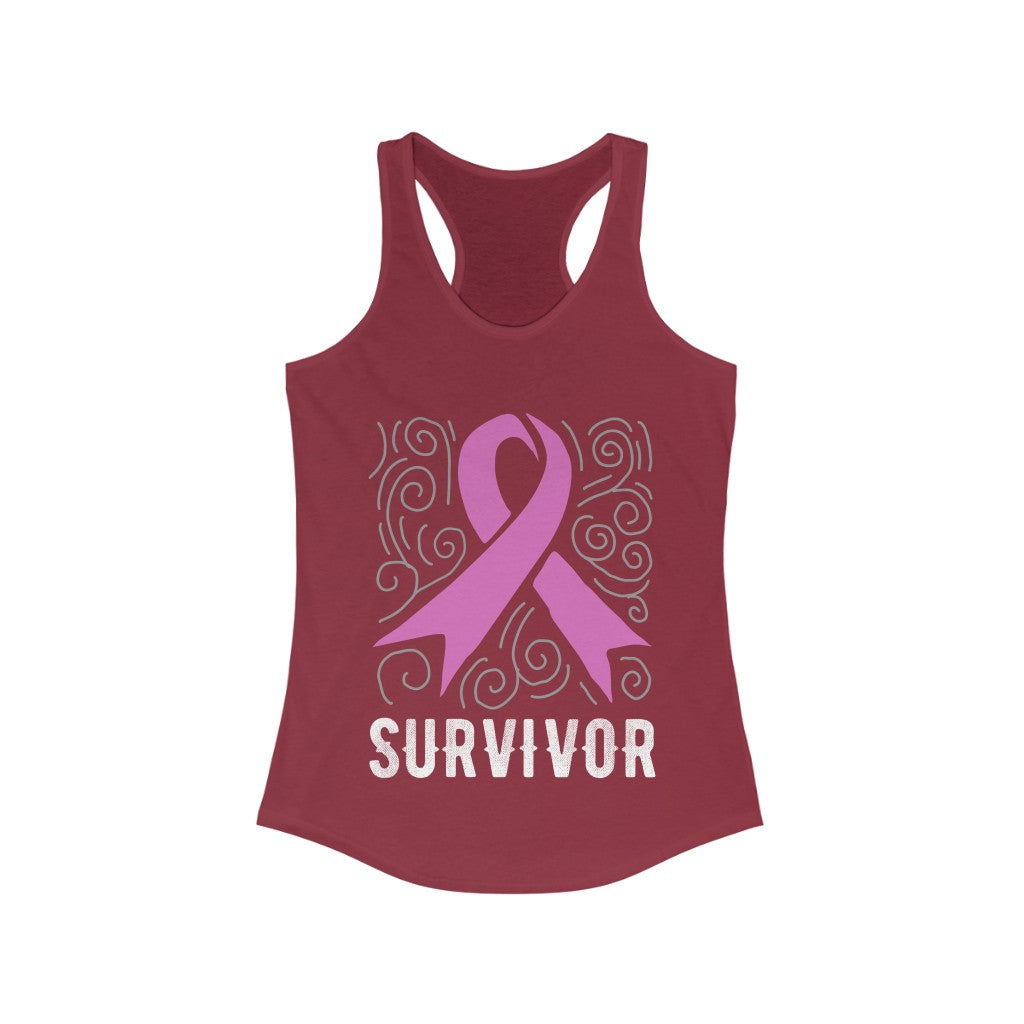 Pink Ribbon - Survivor Breast Cancer Awareness Racerback Tank Top - 2 COLORS -