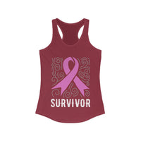 Thumbnail for Pink Ribbon - Survivor Breast Cancer Awareness Racerback Tank Top - 2 COLORS -