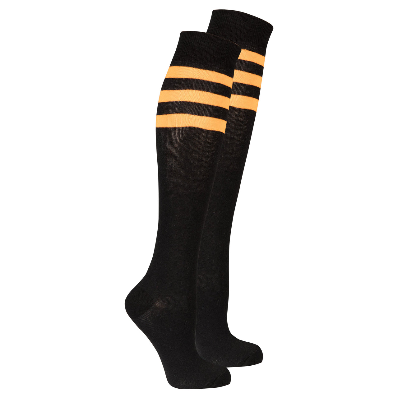 Women's Black Pumpkin Stripe Knee High Socks - 1 COLOR -