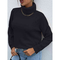 Thumbnail for Turtleneck Dropped Shoulder Long Sleeve Sweater - T - 4 COLORS -