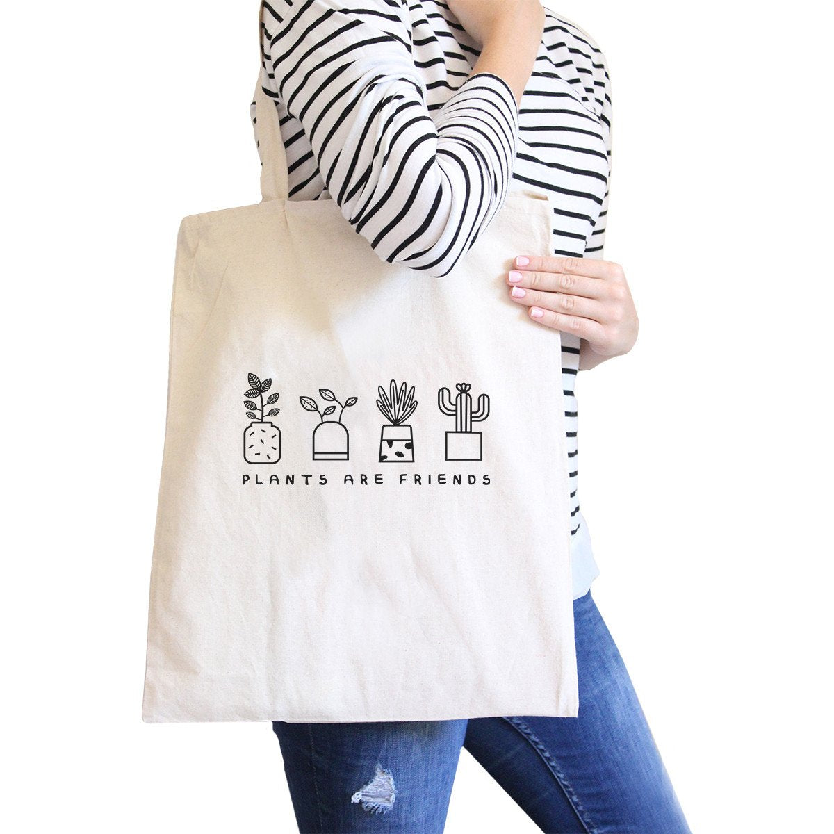 Plants Are Friends Natural Canvas Bag Unique Design Gifts for Her - 1 COLOR -