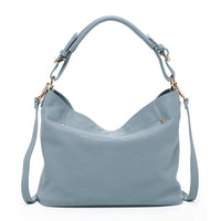 Thumbnail for Lauren Faded Denim Leather Hobo Bag Blue -