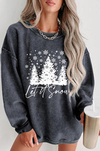 Thumbnail for Christmas Tree - Let it Snow -  Graphic Dropped Shoulder Sweatshirt - T - 1 COLOR -