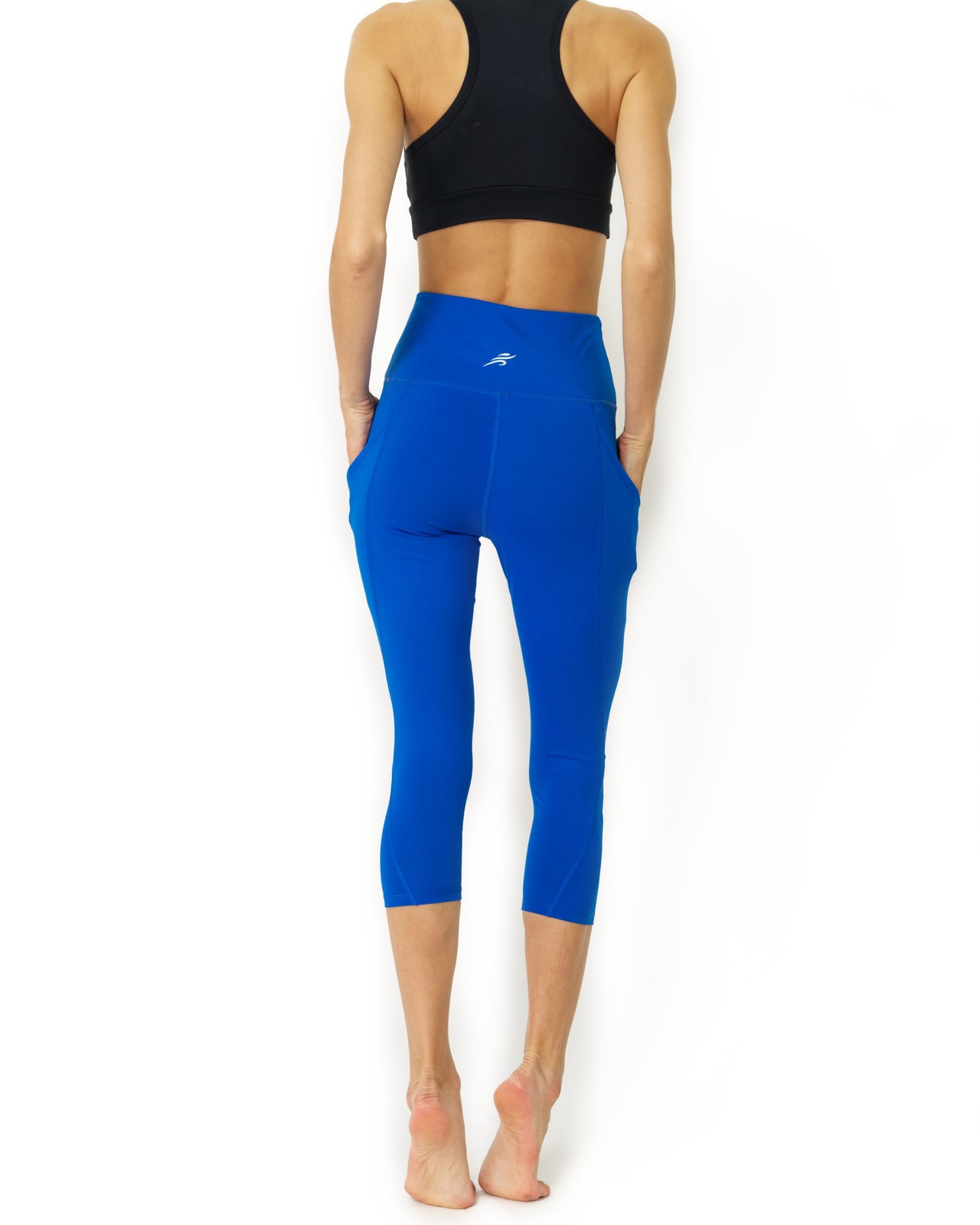 Savoy - High Waisted Yoga Capri Leggings - Sky Blue - 1 COLOR -