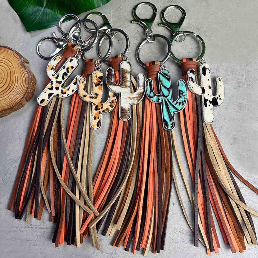 Cactus Keychain with Tassel - 8.7" - T - 5 STYLES -