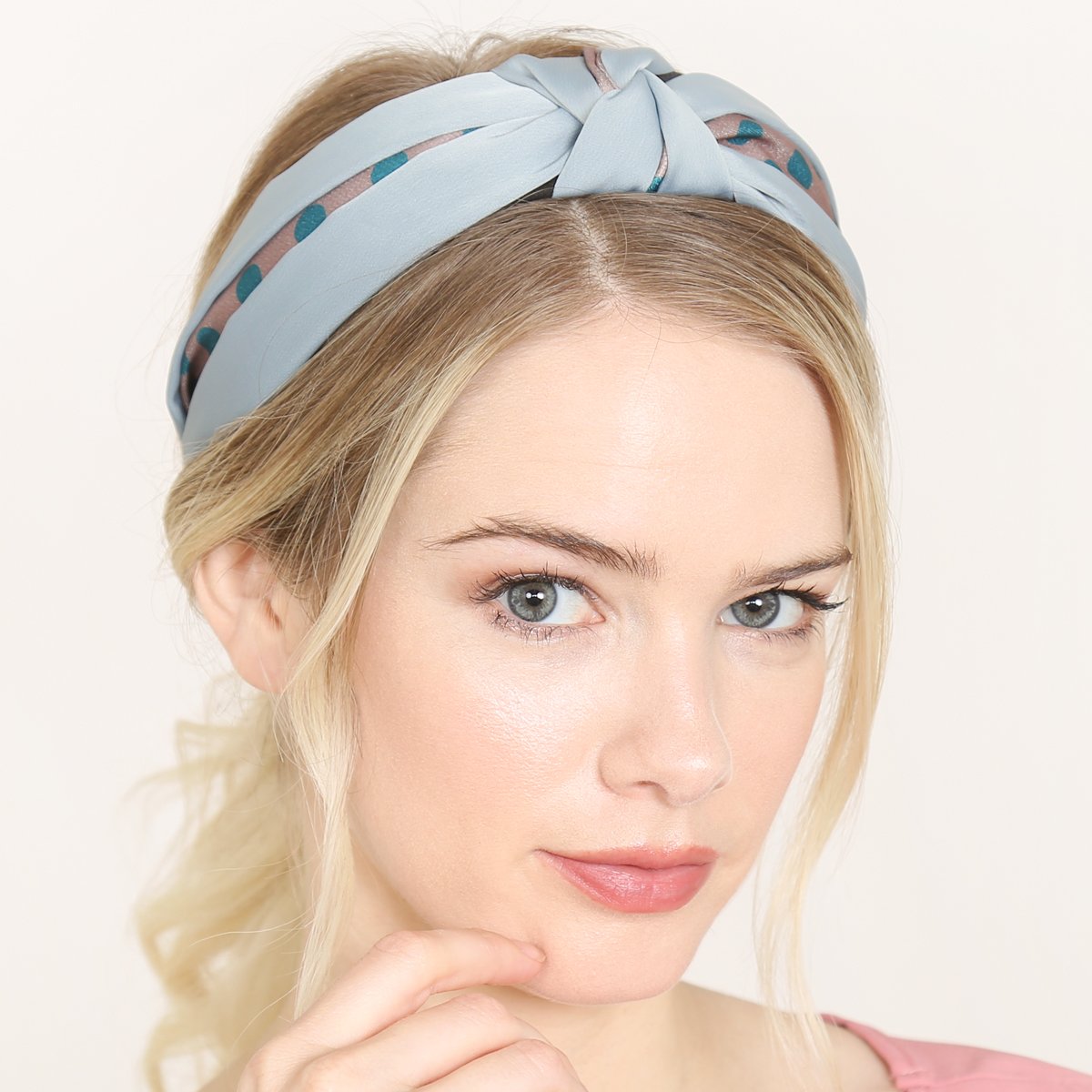 Riah Fashion - Half Tone Polka Dots Tied Hair Band - 5 COLORS