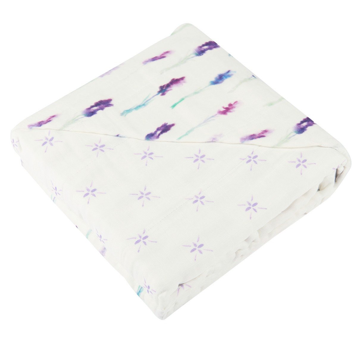 Lavender and Lavender Flower Bamboo Muslin Newcastle Blanket -