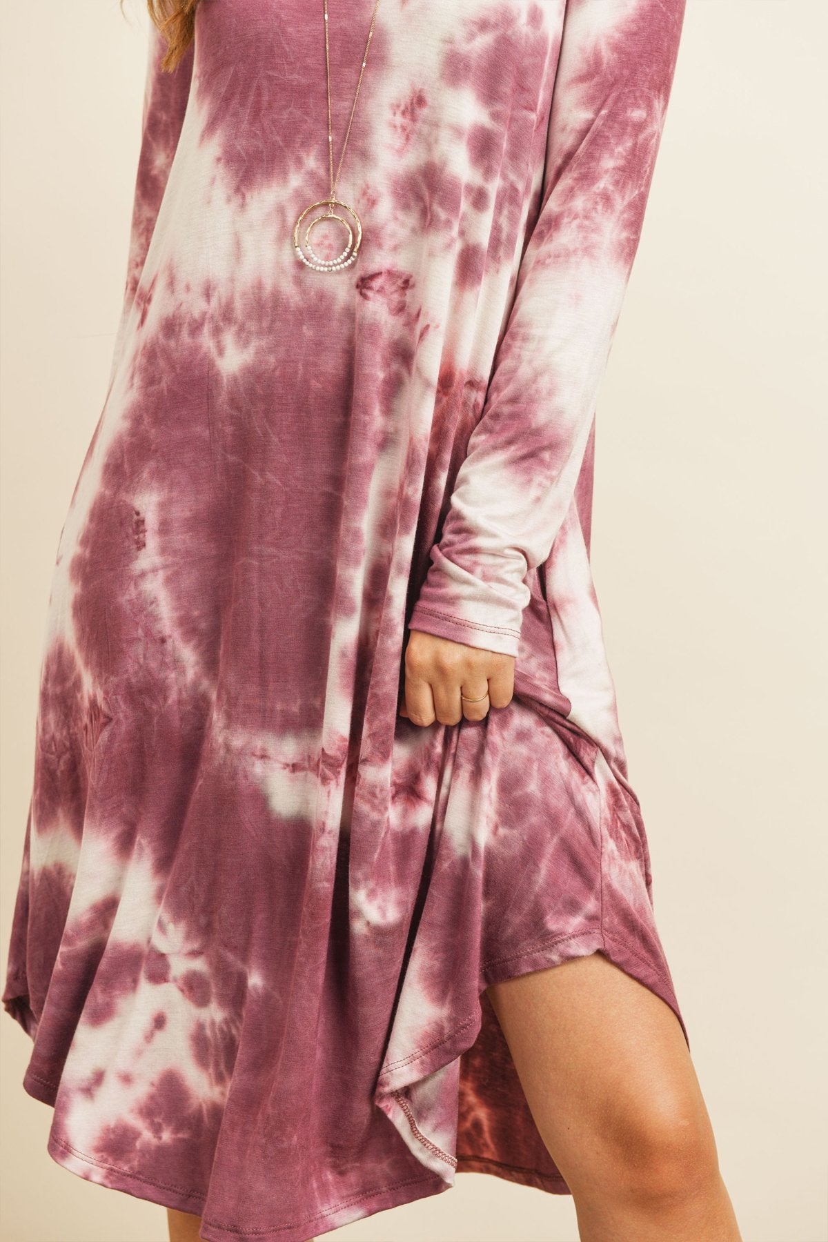 Riah Fashion - Tie Dye V-Neck Rounded Hem Midi Dress - 2 COLORS -