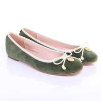 Thumbnail for Bow Suede Ballerina (Green) -