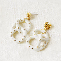 Thumbnail for Golden Rose and Salted Porcelain Pretzel Earrings -