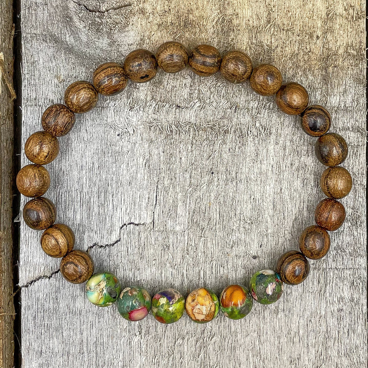 Grove - Rainbow Jasper & Tigerskin Sandalwood Mala Beaded Bracelet -