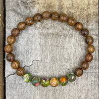 Thumbnail for Grove - Rainbow Jasper & Tigerskin Sandalwood Mala Beaded Bracelet -