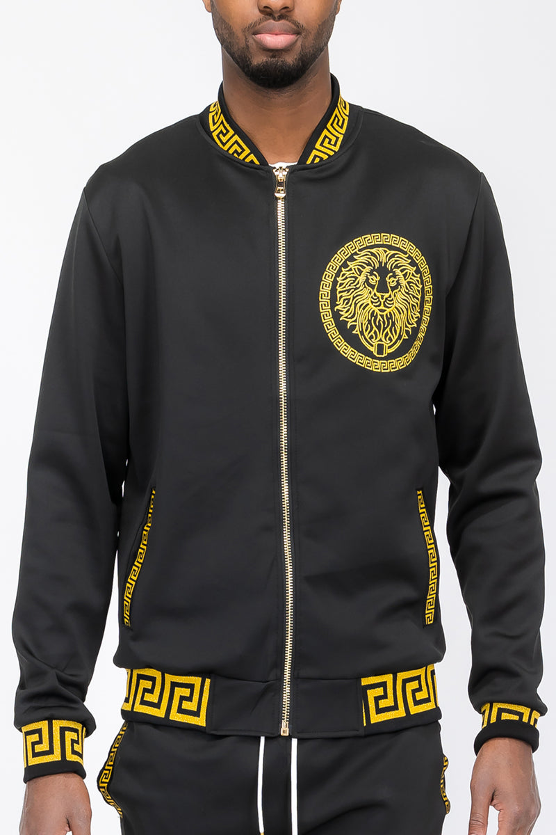 Lion Head Embroidered Track Jacket - 4 COLORS -