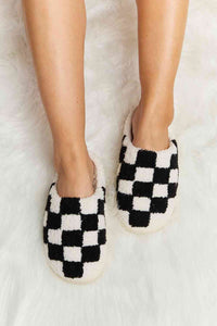 Thumbnail for Melody Checkered Print Plush Slide Slippers - LIMITED SIZES LEFT - T - 4 COLORS -