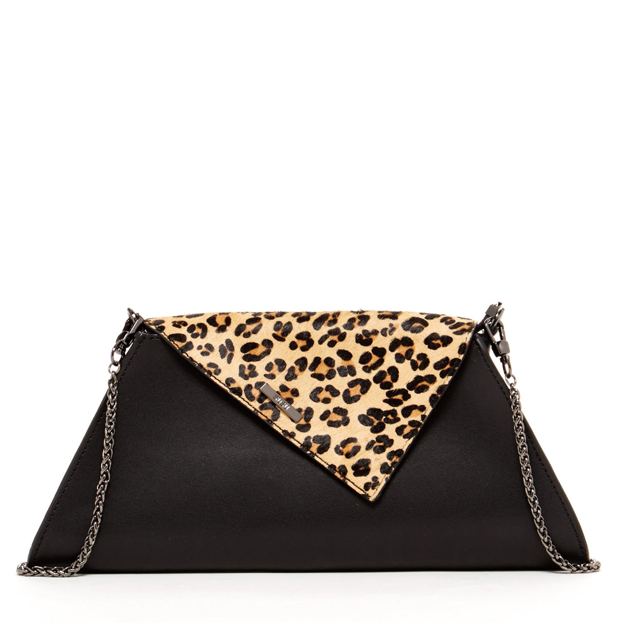 Angelica Black Leopard Clutch Bag -