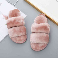 Thumbnail for Faux Fur Open Toe Slippers - T - 10 COLORS/PATTERNS -