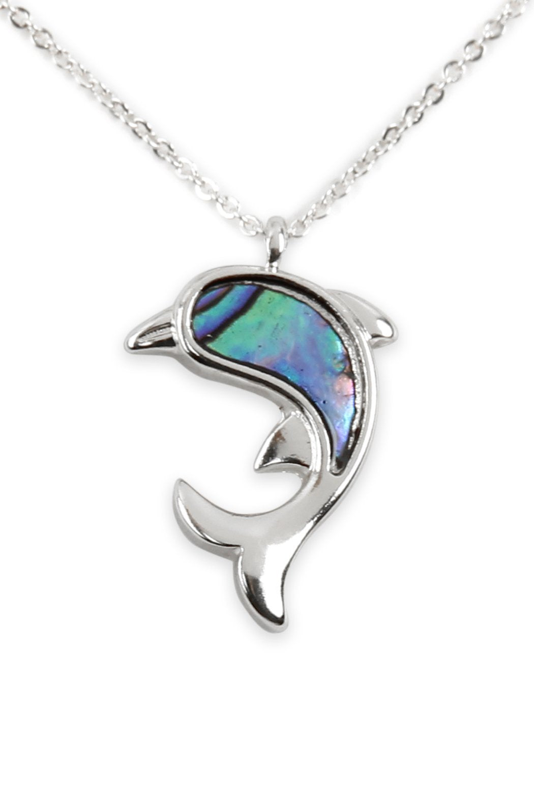 Riah Fashion - Abalone Dolphin Pendant Necklace - 2 FINISHES -