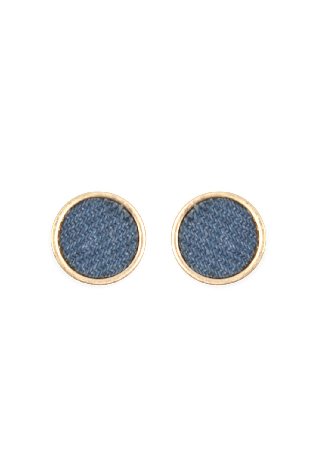 Riah Fashion - Denim Button Earrings - 3 COLORS -