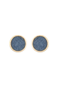 Thumbnail for Riah Fashion - Denim Button Earrings - 3 COLORS -