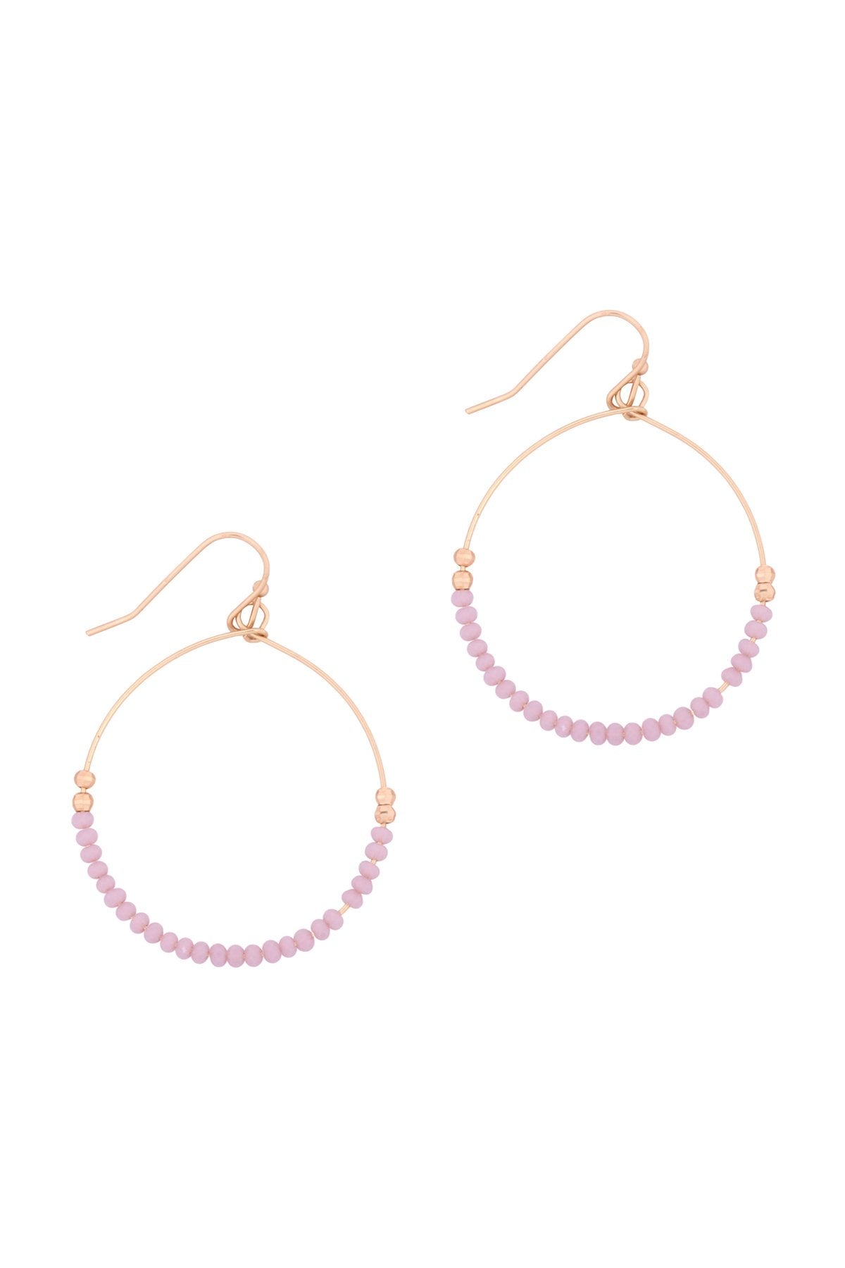 Riah Fashion - Glass Bead Round Earrings - 6 COLORS