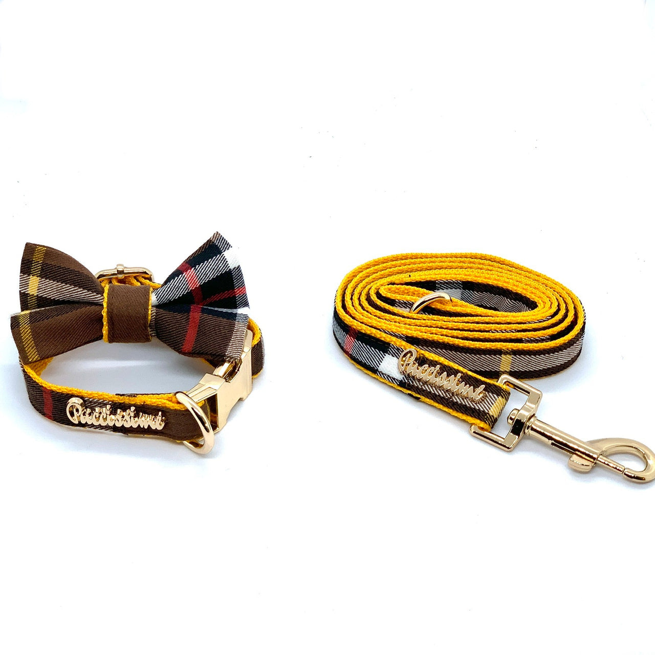 Puccissime - Medallion Collar, Leash & Bow Tie Set - 3 PCS. - 3 SIZES -