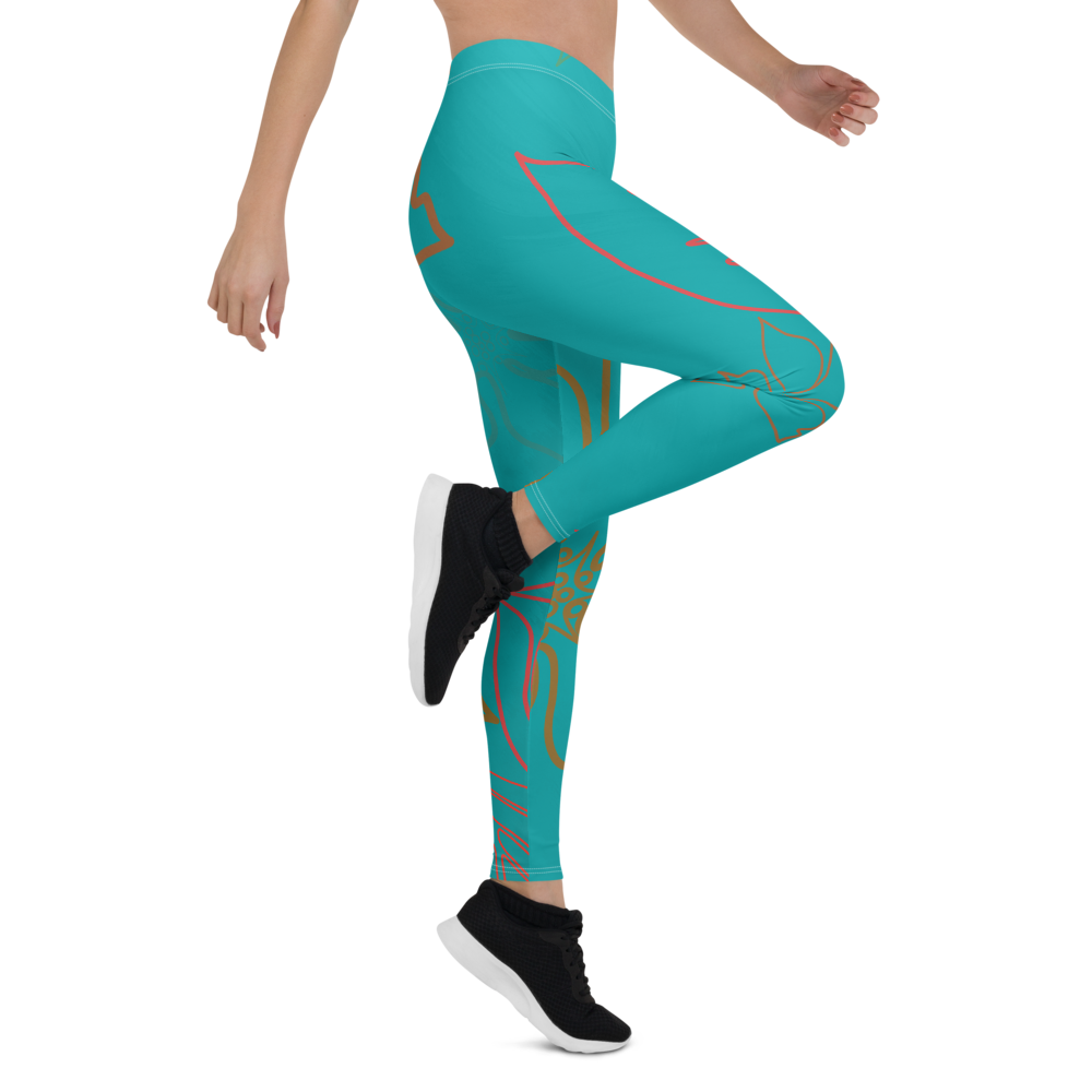 FYC - Women's All Day Comfort Aqua Aloha Full Length Leggings - 1 COLOR -