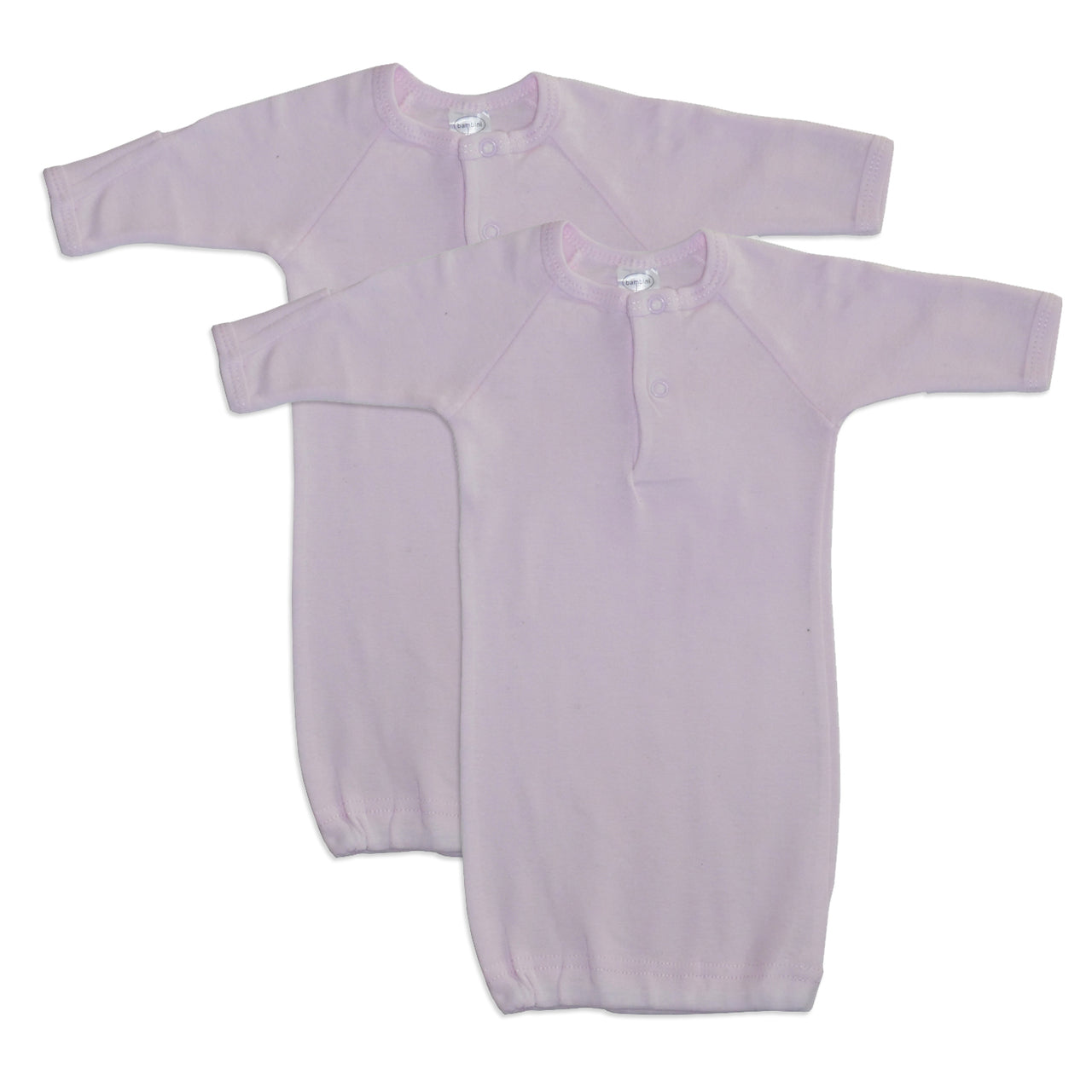 Bambini - Preemie Solid Pink Gown - 2 PACK -