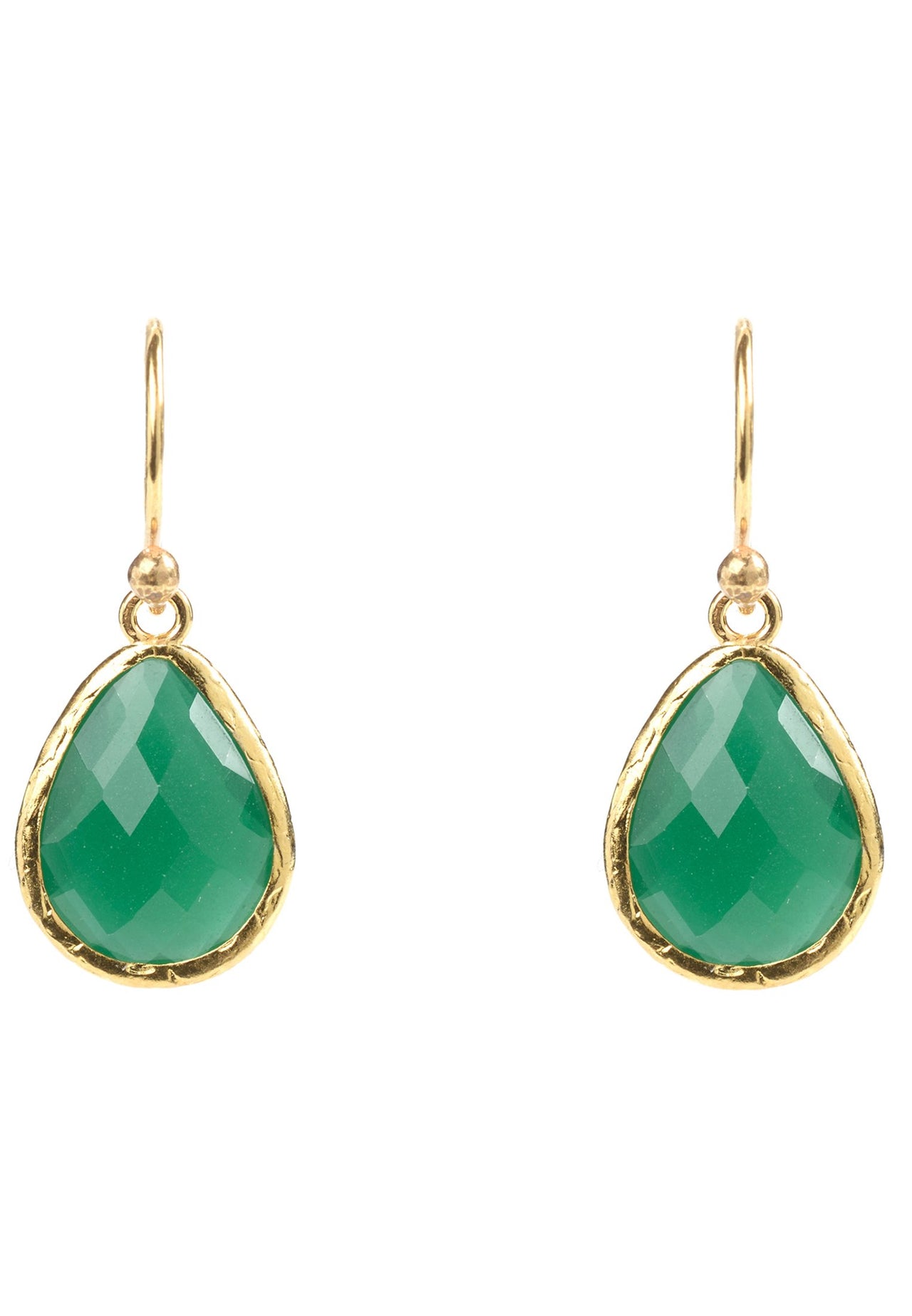 LATELLITA - Petite Drop Earrings Green Onyx Gold -